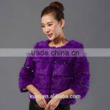 2016 Winter New Arrive Female Natural Fox Fur Coat With Rex Rabbit Fur Sleeve Outerwear 4 Colors Elegant Quality FurJacket Cloth thumbnail-2