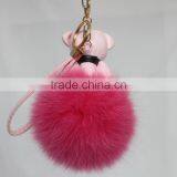 Myfur Customized Animal Little Bear Attached Real Fox Body Fur Ball Bag Charm Keychain thumbnail-4