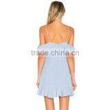 Women Summer Wholesale China Clothing Cold Shoulder Frill Slip Dress thumbnail-3