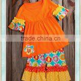 Wholesale Girls Boutique Olatest Design Orange Flower Outfit thumbnail-1