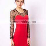 Bodycon Dress With Spot Mesh Inserts thumbnail-1