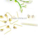 Gold Plated Rhinestone Earwire Hooks With Loop 18x12mm thumbnail-3