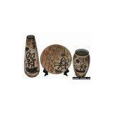 Carved Design Ceramic Tabletop Decor 3-pc Set thumbnail-1