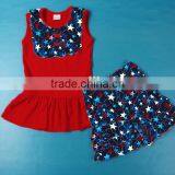 Yawoo Wholesale National Day Baby Girls Boutique Outfits 4th of July Tops and Shorts Stars Print Clothing Set Cheap Fashion Kids thumbnail-3