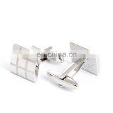 High Quality Grey Plaid Square Men Shirt Silver Cufflinks thumbnail-3