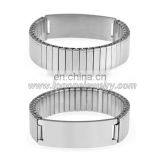 Black Leather Stainless Steel Bangle Cuff Bar Engraved thumbnail-6