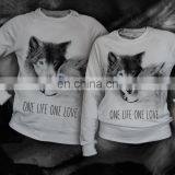 Wolf Pattern One Life One Love Long Sleeve t Shirt for Couples thumbnail-1