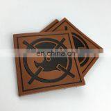 Custom Floral Pattern Knit Beanie Leather Patch