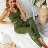 Women's 2 Piece Outfits Yoga Wear Sets Crop Top Legging Workout Suit Swear thumbnail-5