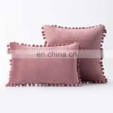 Velvet Tassel Cushion cover 18x18 pom pom pillow cover Soft velvet cushion cover for home decor