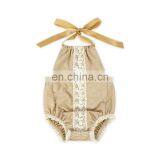 Baby Girl Soft Beige Lace Clothes Breathable Style Cotton Newborn Girls Romper thumbnail-1