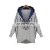 Women's New Fall and Winter Hooded Coat With Double Zipper in Solid Color Long-sleeved Hoodie