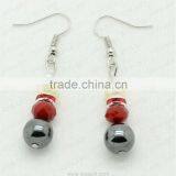 Fashion Hematite Red Crystal Beads Earring;hematite Beads and Silver Color Earring Findings Hematite Earrings 2pcs/set thumbnail-1