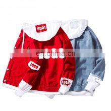 Custom Logo 100%cotton Jacket Denim Windproof Down Leather Bomber Bigtall Plus Size Men Jacket thumbnail-1