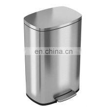 Amazon Hot Sales Kitchen Stainless Steel Dustbin 50 Liter 13 Gallon Trash Cans With Lid