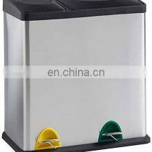 Kitchen Household Stainless Steel Garbage Bin 36L Two Compartments for Home