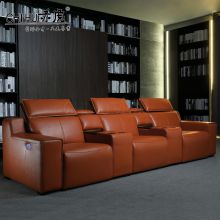 Luxury design top grain leather leisure style power 3 seater home theater sofa seats