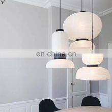 White Paper Pendant Light With Black Finish And Milky Hotel Chandelier LED Lights thumbnail-3