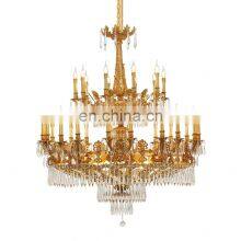 Modern Hotel Copper Luxury Hanging Lights Gold Brass Large Crystal Chandelier thumbnail-1