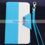 Two Color Flip Wallet Leather Mobile Phone Case Cover Samsung S6 With Hand Strap thumbnail-3