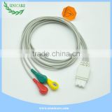 2015 hot sale ECG M1673A snap type 3 leadwires ECG cable
