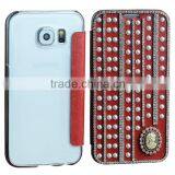 Crystal Cellphone Accessories Leather Wallet Flip Cover for Samsung s6 thumbnail-1