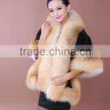 mink fur shawl with fox fur trim