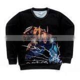100% Polyester Pullover Crew Neck Sublimated Black Sweat Shirt With Thunder Artwork thumbnail-1