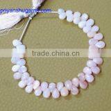 Natural Stone Bird Egg Shaped Pink Opel 5 x 7 mm CT 34 Handmade Faceted Pear 6 "chain Length