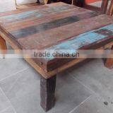 Indian Reclaimed Wood Square Coffee Table Recycled Furniture Jodhpur
