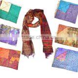 All Over Hand Stiched Indian Silk Kantha Scarves thumbnail-1