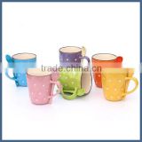 Cheap promotion colorful wave dot porcelain cup