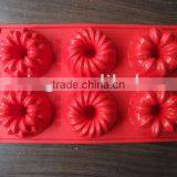 red color 6 cups flower shape cake mould/Silicone cake decoration /red color silicone cake mould