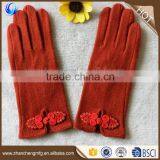 Cute fashion winter orange alpaca wool knitted hand gloves for girls