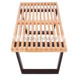 Walnut Finish 48-inch Mid Century Modern Living Room Slat Bench thumbnail-2