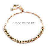 Rose Gold P. 925K Sterling Silver Green Tennis Bracelet