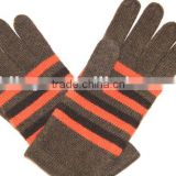 Pure Cashmere Gloves with Stripe on
