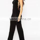2016 Wholesale Cheap Side Lacing Sleeveless Slim Jumpsuit Playsuit for Women thumbnail-3