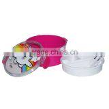 Clear Round Plastic Food Container With Compartments and Fork and Spoon Inside thumbnail-3