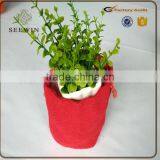 Lovely Cute Burlap Natural Jute Fabric Indoor Plant Pots thumbnail-1