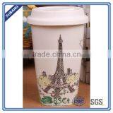 Ceramic White Cup and White Lid No Printing or Logo thumbnail-4
