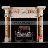 Stone Mixed Color Fireplace Surround With Column thumbnail-1