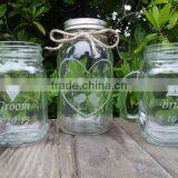 Hot Sale 480ml 16oz Etched Glass Mason Jars thumbnail-1