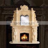 European Traditional Statuary Carved Overmantel Outdoor Marble Fireplaces thumbnail-2