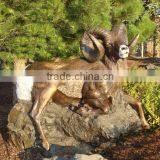 Garden Decor Bronze Casting Big Horn Sheep Upon Rock Statue for Hot Sale thumbnail-3