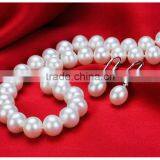 Wholesale 10-11 mm White Freshwater Pearl Necklace and Earring Sets thumbnail-1