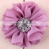 Fabric Chiffon Flower With Rhinestone Center for Kids Hair Accessories thumbnail-4
