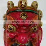 Hand Crafted Wooden Mask of Bhairab Mahakal Wall Hanging Made In Nepal thumbnail-2