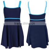 Backless Swimsuit Wholesale Women Ladies Bandeau Color Contrast Swimdress One Piece Bathing Suit High Waisted Swimsuit