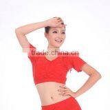 Cheap Short Sleeve Lace Crop Top for Dance JYS67 thumbnail-1